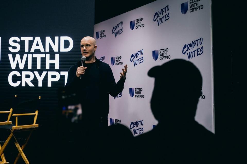 Brian Armstrong, CEO of Coinbase Global, spoke at the Stand With Crypto rally in March.