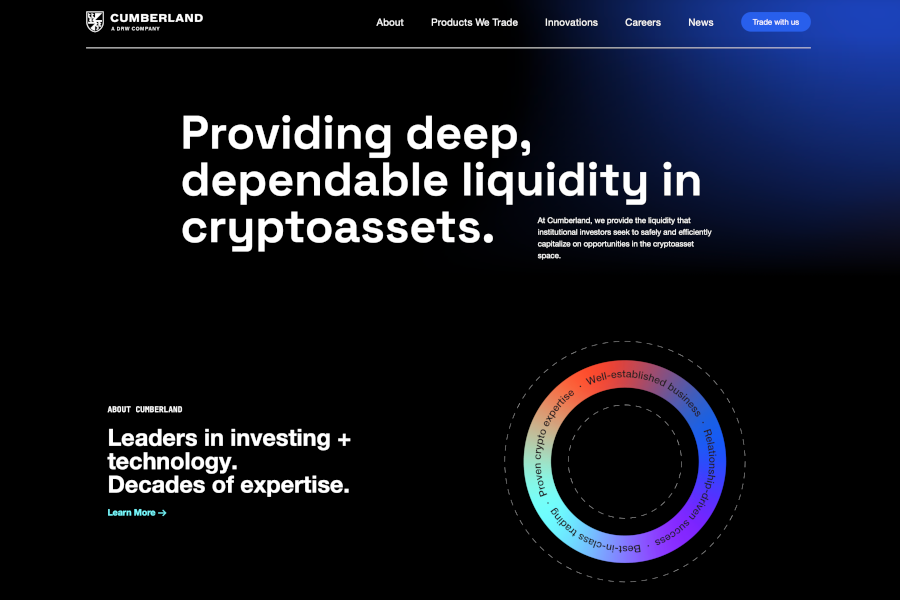 Cumberland crypto market maker homepage.