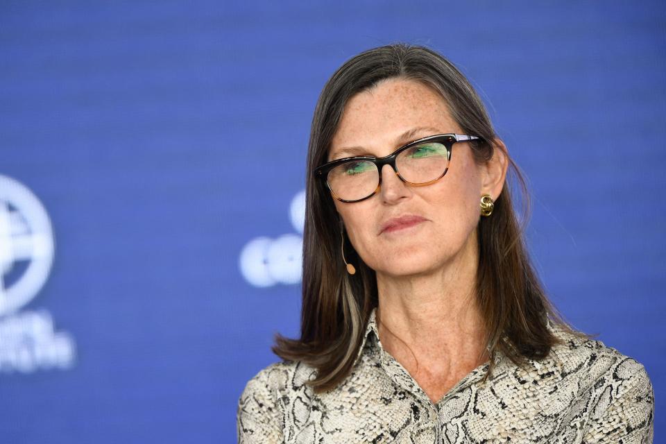 Cathie Wood, managing director and chief investment officer of Ark Invest, speaks during the Milken Institute Global Conference on May 2, 2022 in Beverly Hills, California.  (Photo by Patrick T. FALLON/AFP) (Photo by PATRICK T. FALLON/AFP via Getty Images)