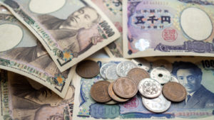 Japanese Yen Banknotes and Coins.