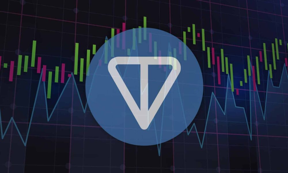 Toncoin-TON-logo-with-price-trading-charts-in-the-background