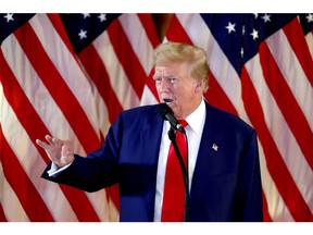 Former US President Donald Trump during a news conference at Trump Tower in New York, the United States, Friday, May 31, 2024. A New York jury found Donald Trump guilty of multiple crimes during his secret trial, making him the first former US president to be convicted of crimes.