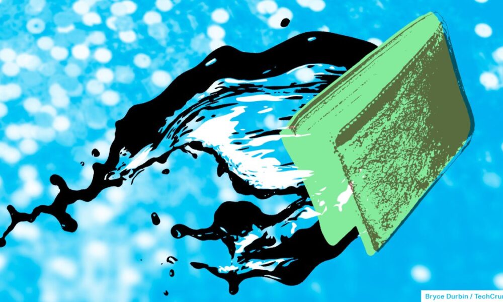 abstract graphic of dollar bills in water