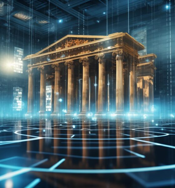 Why a CX partnership will relieve pressure on your fintech. Banking building with futuristic look surrounding it.
